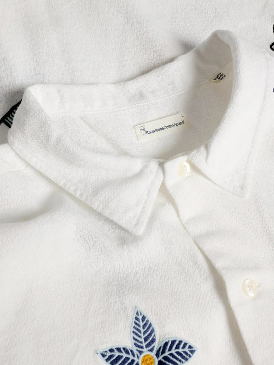 Knowledge BOX FIT SHORT SLEEVE SHIRT with embroidery