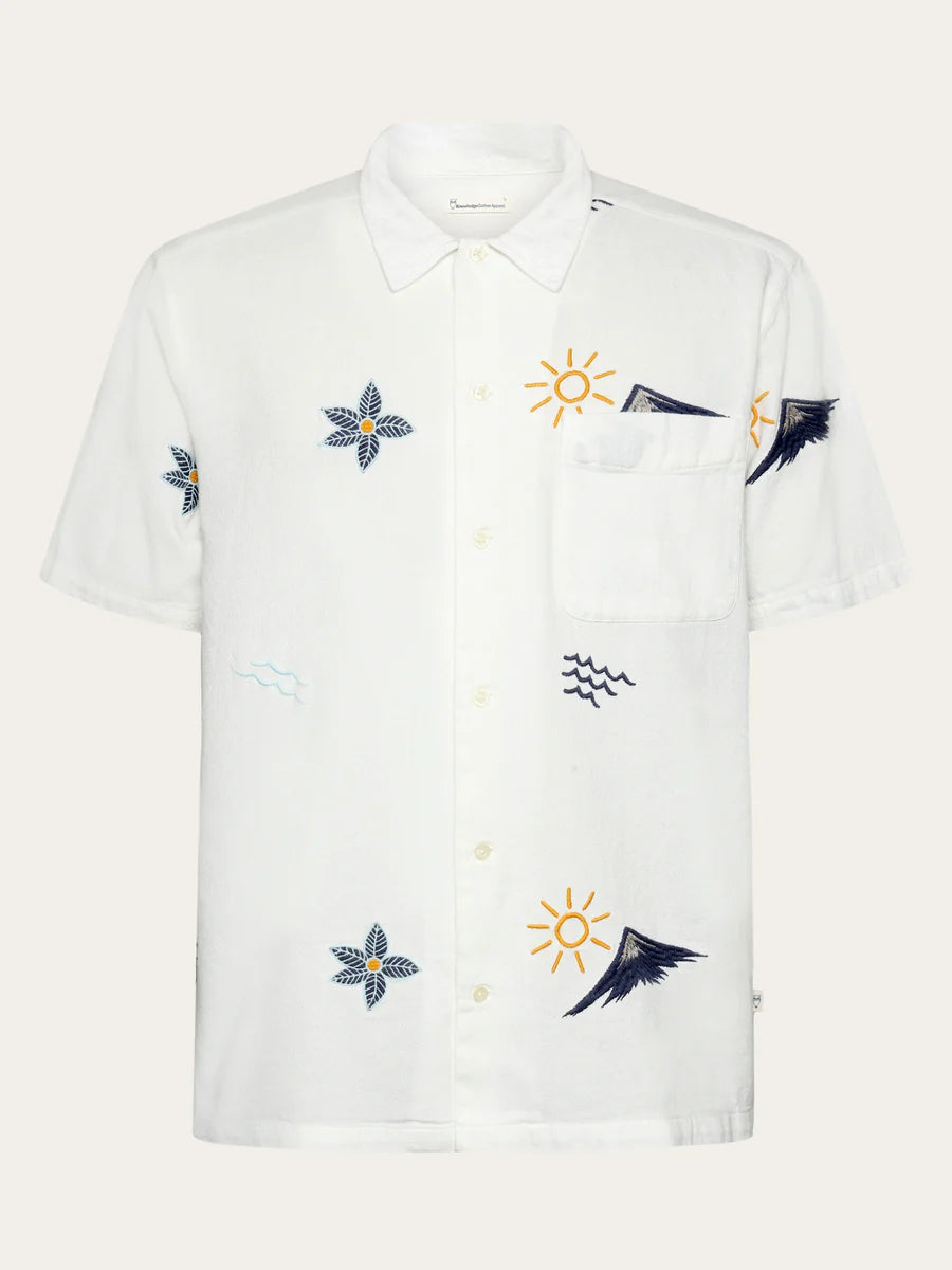 Knowledge BOX FIT SHORT SLEEVE SHIRT with embroidery