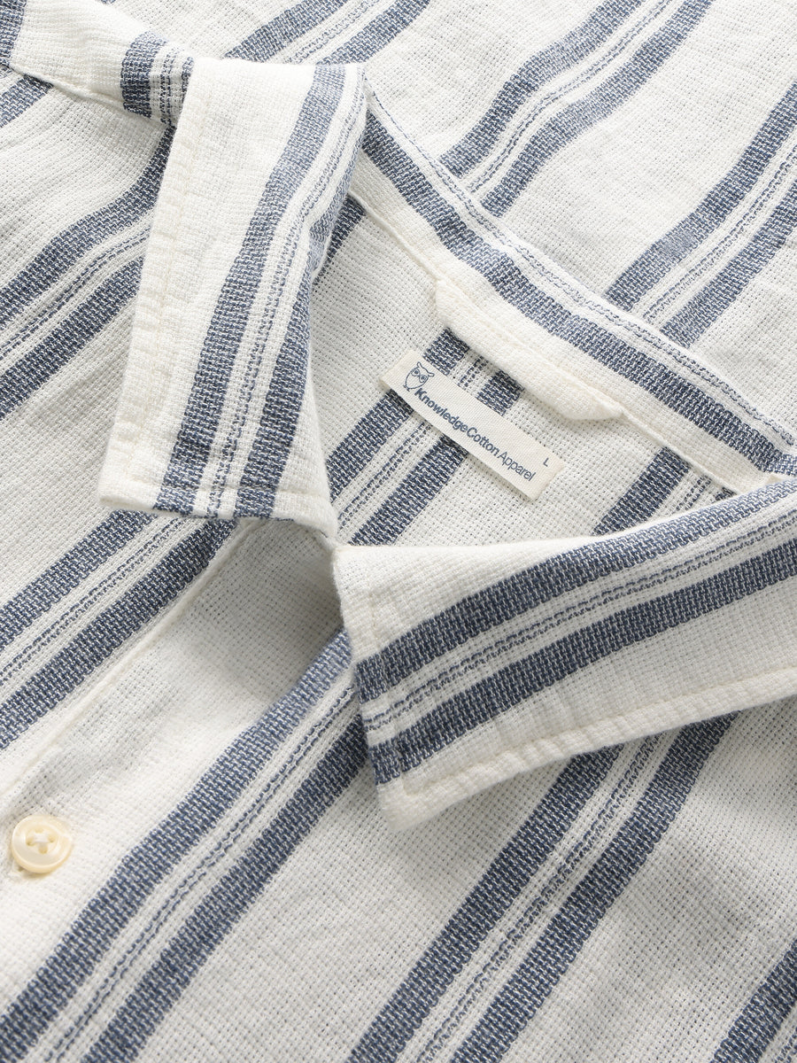 Knowledge BOX SHORT SLEEVE striped cotton shirt "GOTS / VEGAN"