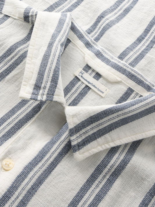Knowledge BOX SHORT SLEEVE striped cotton shirt "GOTS / VEGAN"