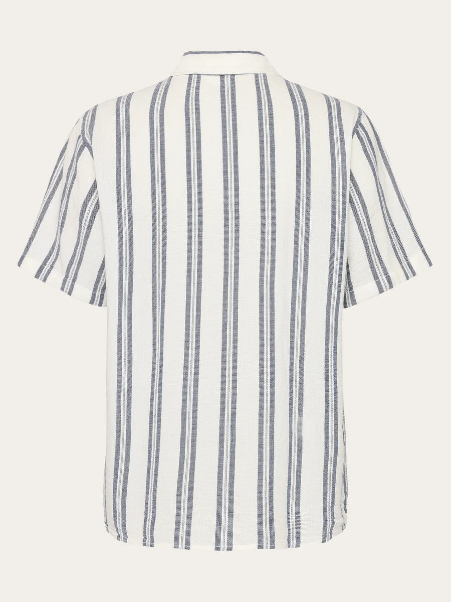 Knowledge BOX SHORT SLEEVE striped cotton shirt "GOTS / VEGAN"