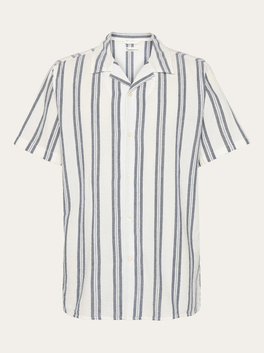 Knowledge BOX SHORT SLEEVE striped cotton shirt "GOTS / VEGAN"